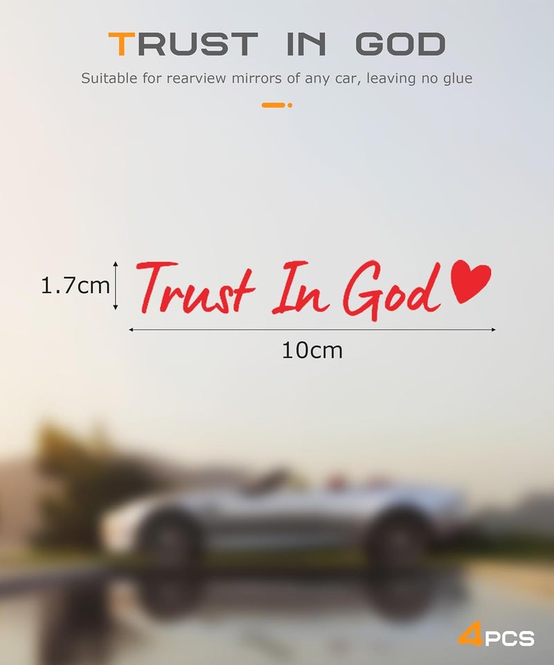 SCUARI 4PCS Car Stickers,Cars Decals,Car Accessories Trust in God Rearview Mirror Sticker,Auto Stickers and Decals,Auto Decals for Women,Trust in God Mirror Decoration,Fits Most Vehicles (Red) - Image 2